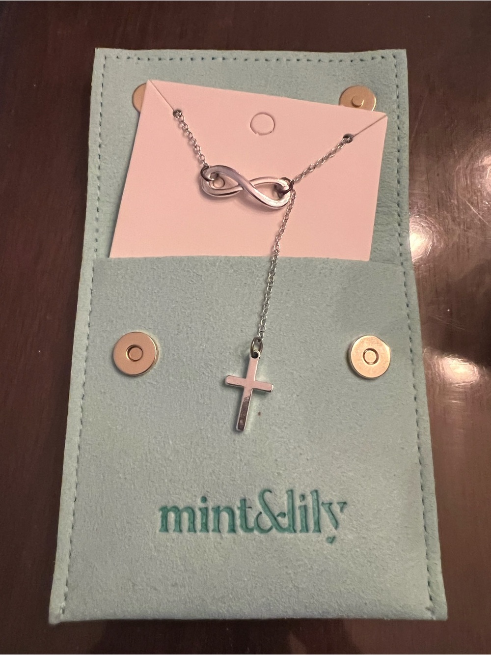 mint&lily Silver Infinity and Cross Drop Necklace - Silver